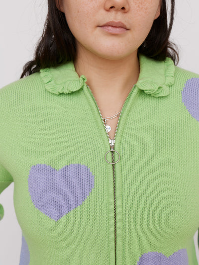 Lazy Oaf Love Me Forever Minty Zip Up Cardigan