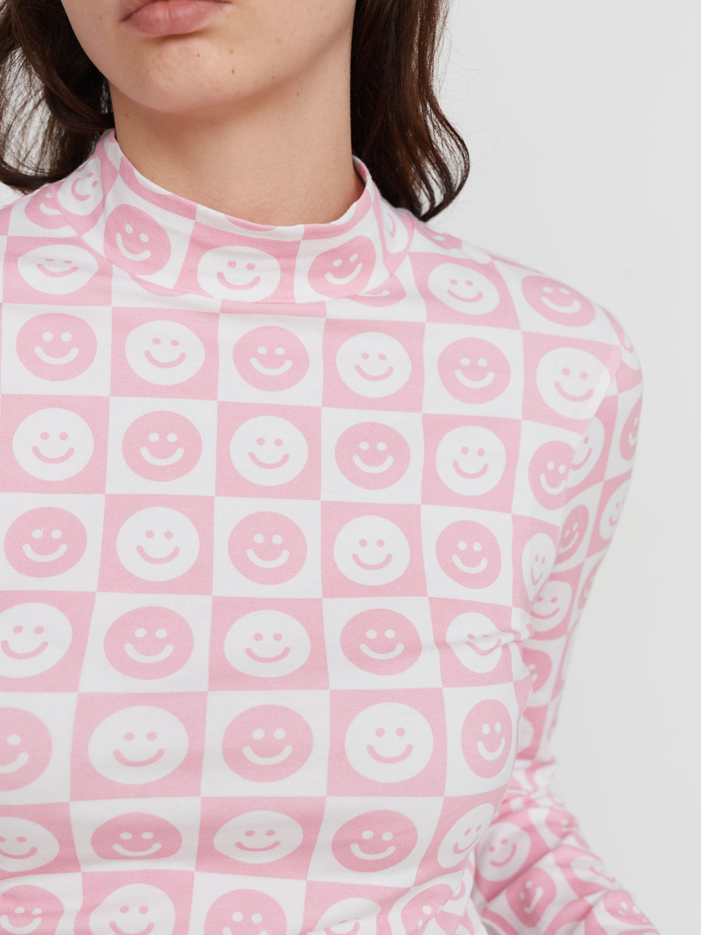 Lazy Oaf Happy Check Fitted top