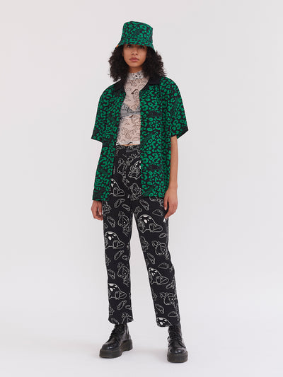 Lazy Oaf x The Flintstones Dino Leopard Bowling Shirt