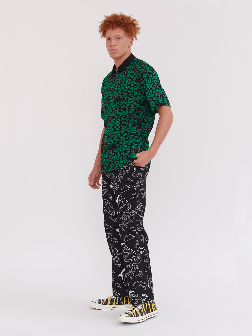 Lazy Oaf x The Flintstones Dino Leopard Bowling Shirt