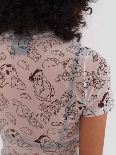 Lazy Oaf x The Flintstones Mesh Printed T-Shirt