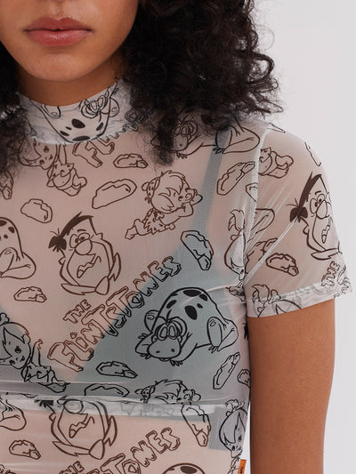 Lazy Oaf x The Flintstones Mesh Printed T-Shirt