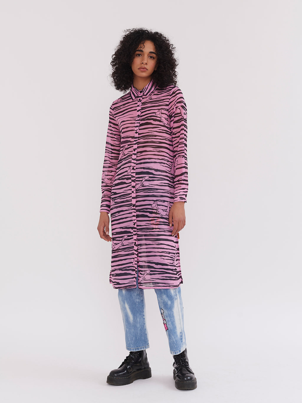 Lazy Oaf x The Flintstones Sheer Dino Shirt Dress