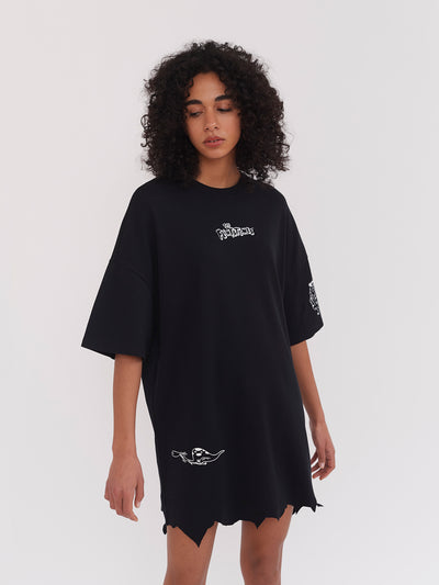 Lazy Oaf x The Flintstones Torn Hem T-Shirt Dress