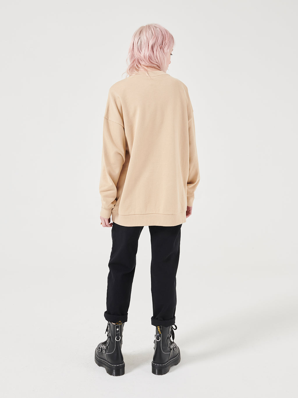 Lazy Oaf Mood Unisex Crew Neck Sweatshirt - Beige