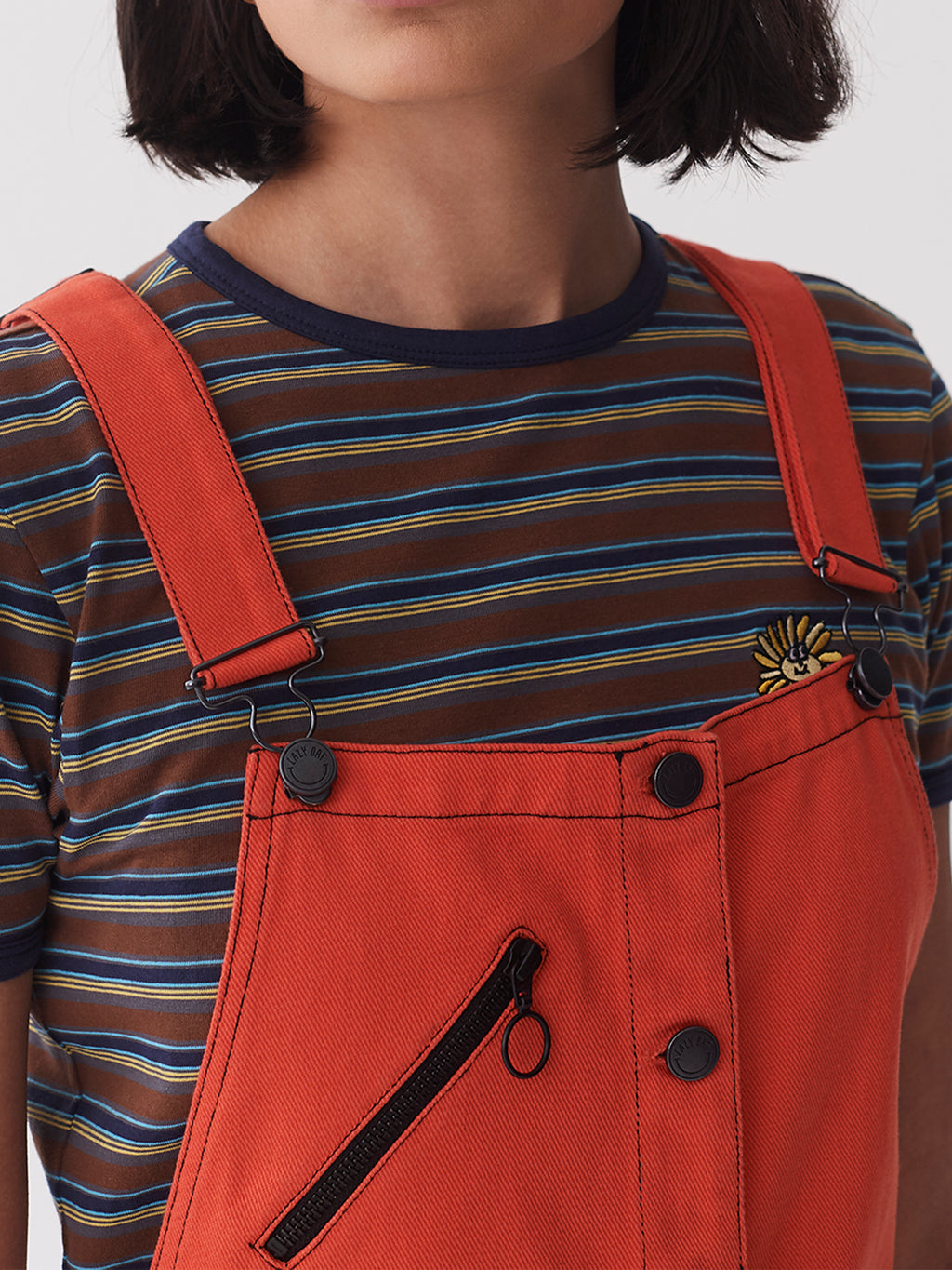 Lazy Oaf Orange Workwear Pinafore Dress