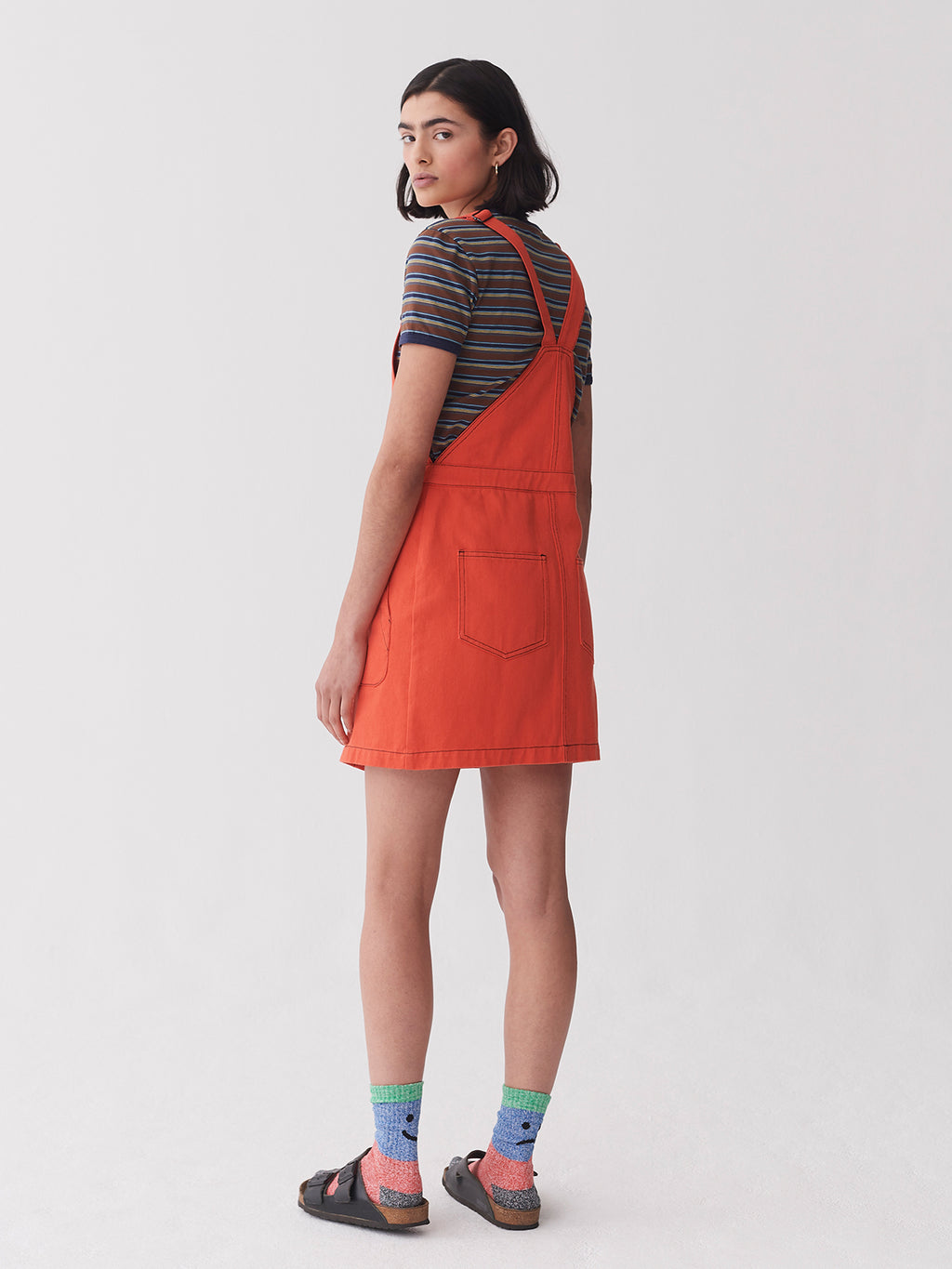 Lazy Oaf Orange Workwear Pinafore Dress