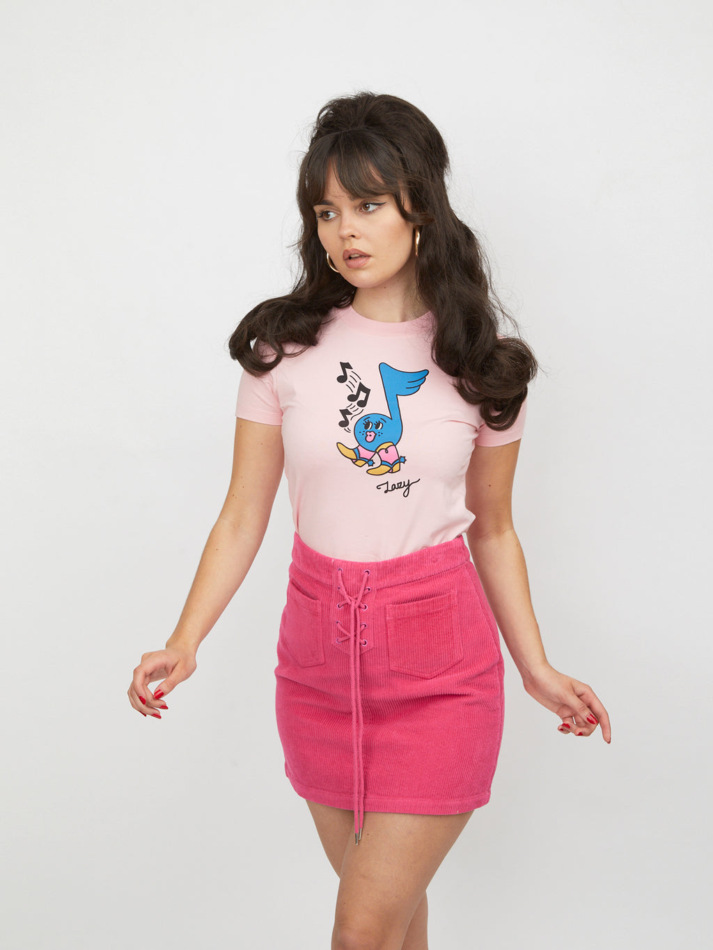 Lazy Oaf Pink Musical Boots Fitted Tee