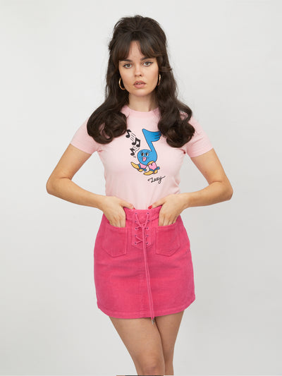 Lazy Oaf Pink Musical Boots Fitted Tee