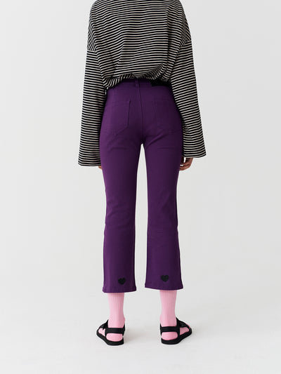 Lazy Oaf Purple Heart Denim Kick Flare Trousers