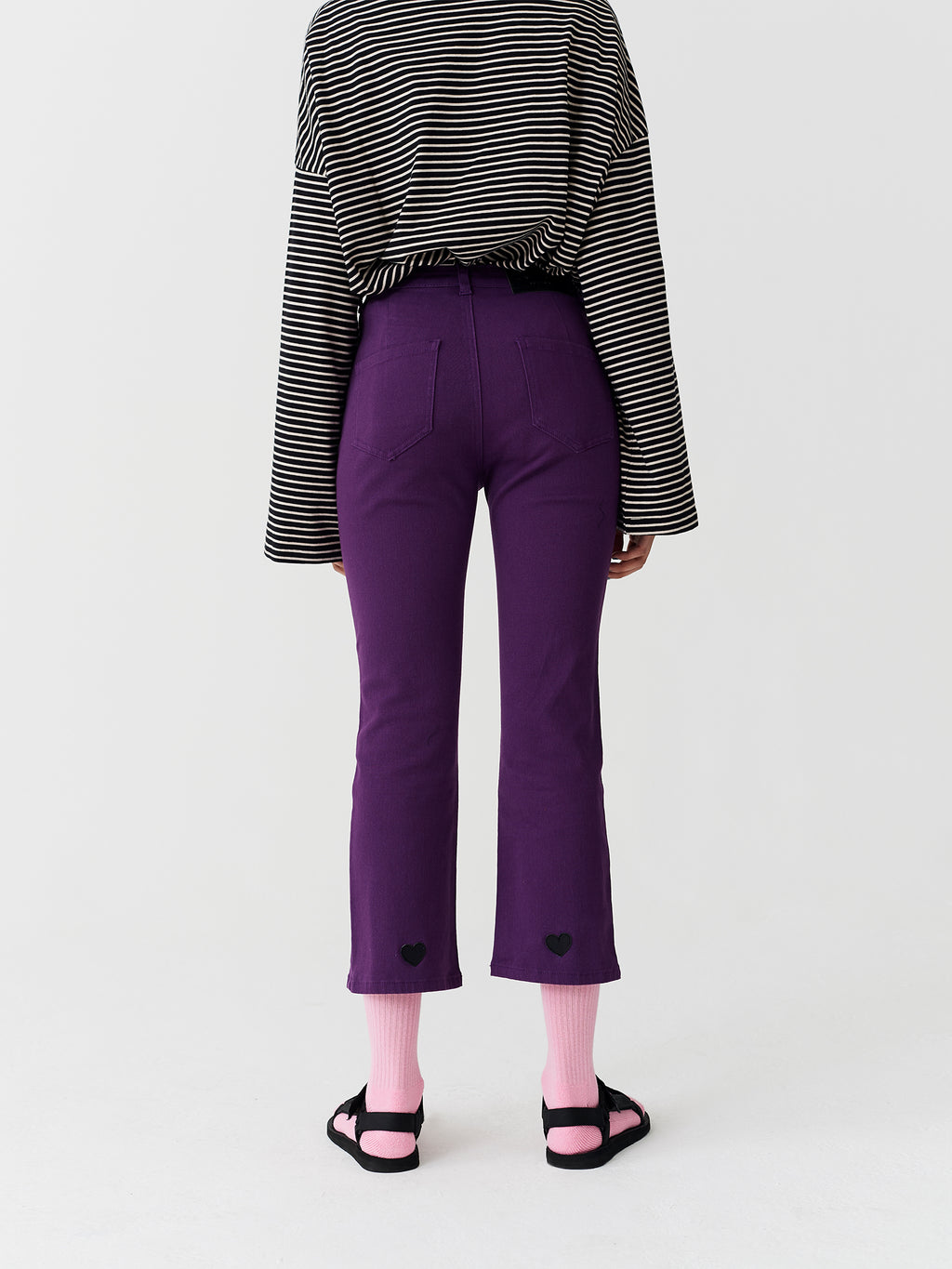 Lazy Oaf Purple Heart Denim Kick Flare Trousers