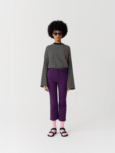 Lazy Oaf Purple Heart Denim Kick Flare Trousers