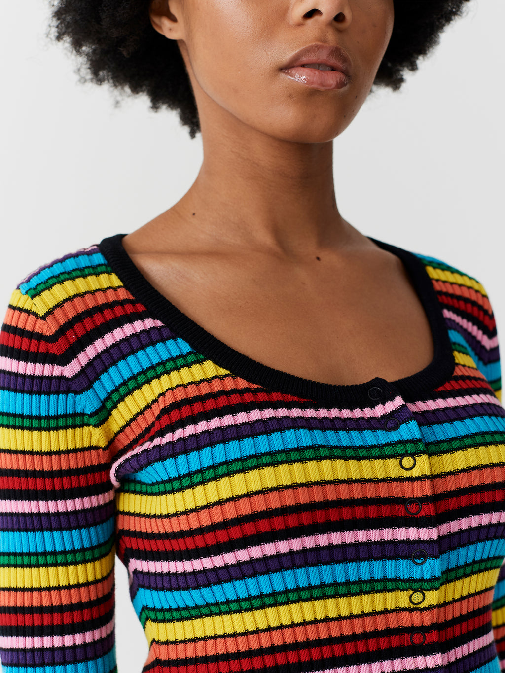 Lazy Oaf Rainbow Rib Scoop Neck Top