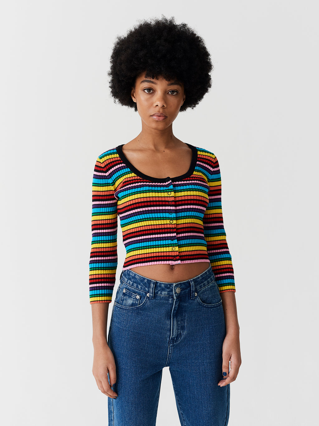 Lazy Oaf Rainbow Rib Scoop Neck Top