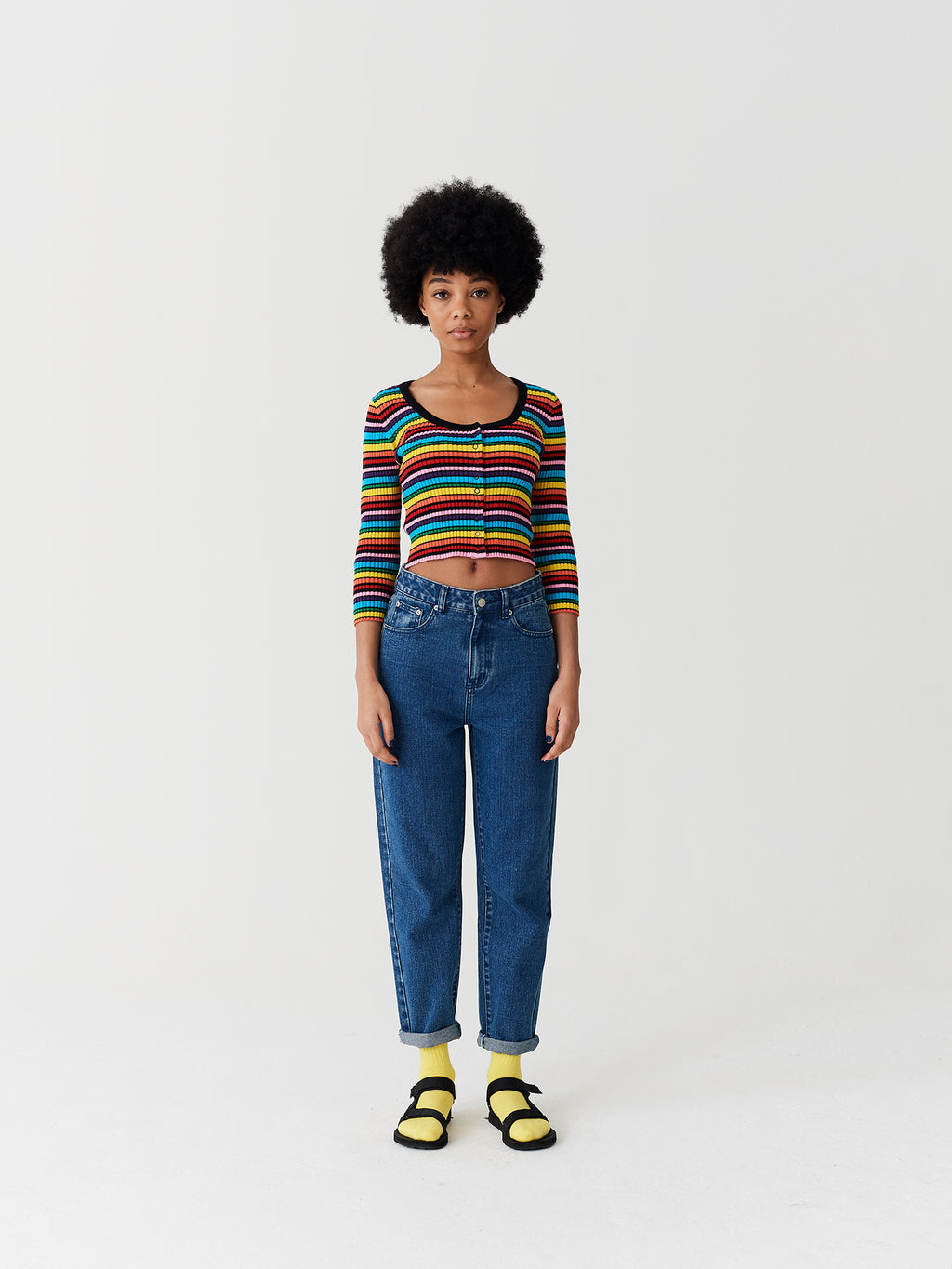 Lazy Oaf Rainbow Rib Scoop Neck Top