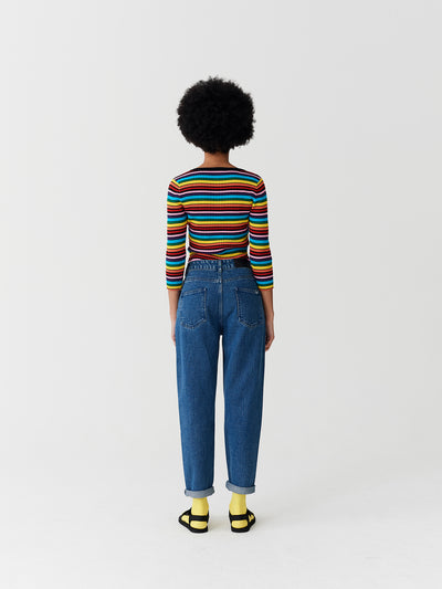 Lazy Oaf Rainbow Rib Scoop Neck Top