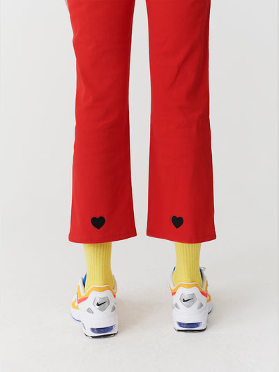 Lazy Oaf Red Heart Denim Kick Flare Trousers