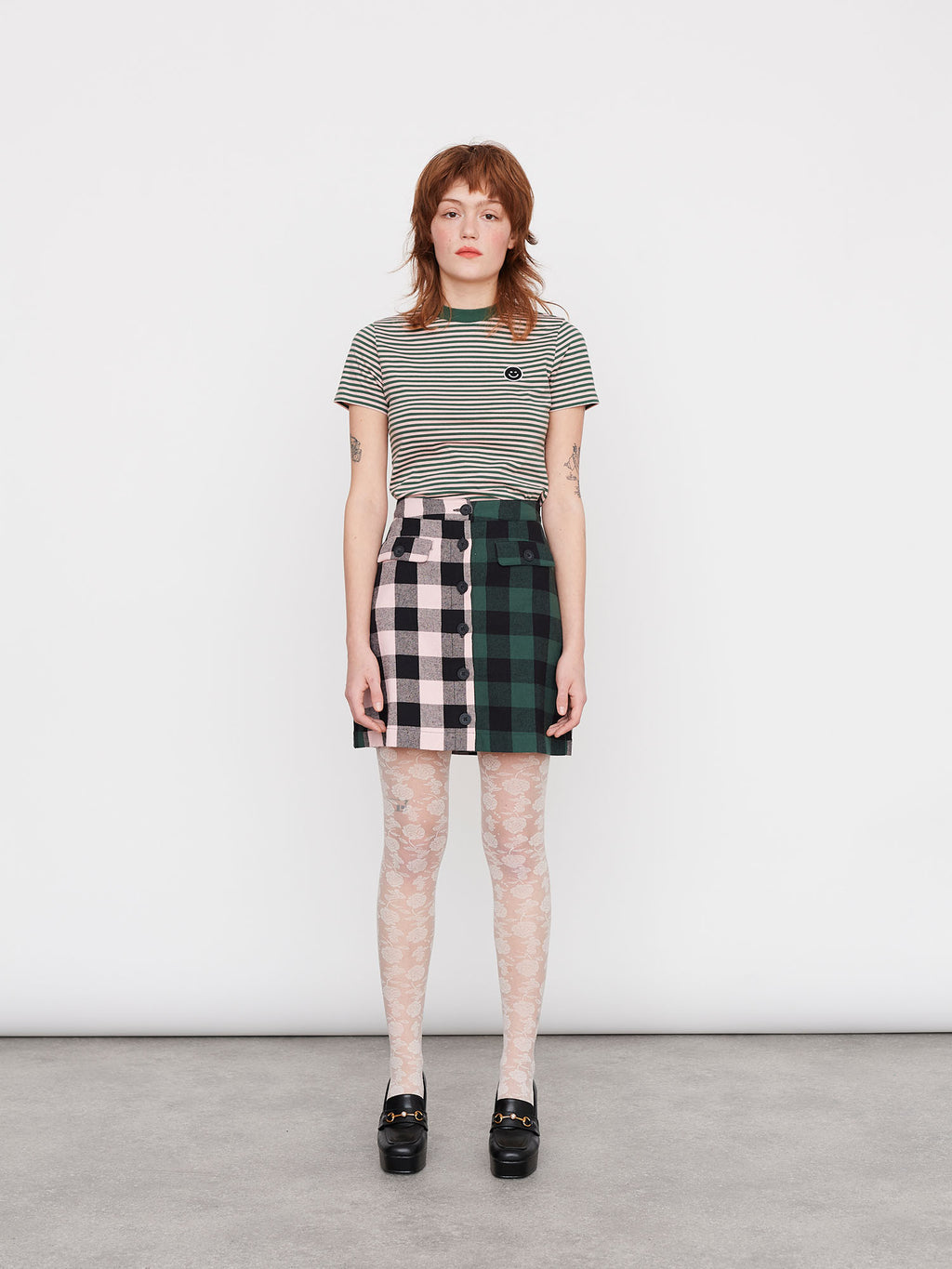 Lazy Oaf Curator Check Midi Skirt