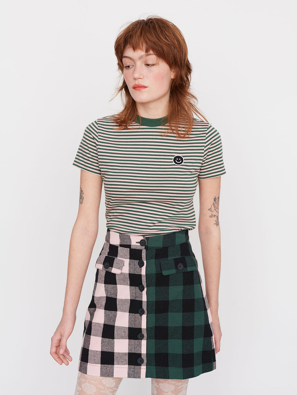 Lazy Oaf Curator Check Midi Skirt