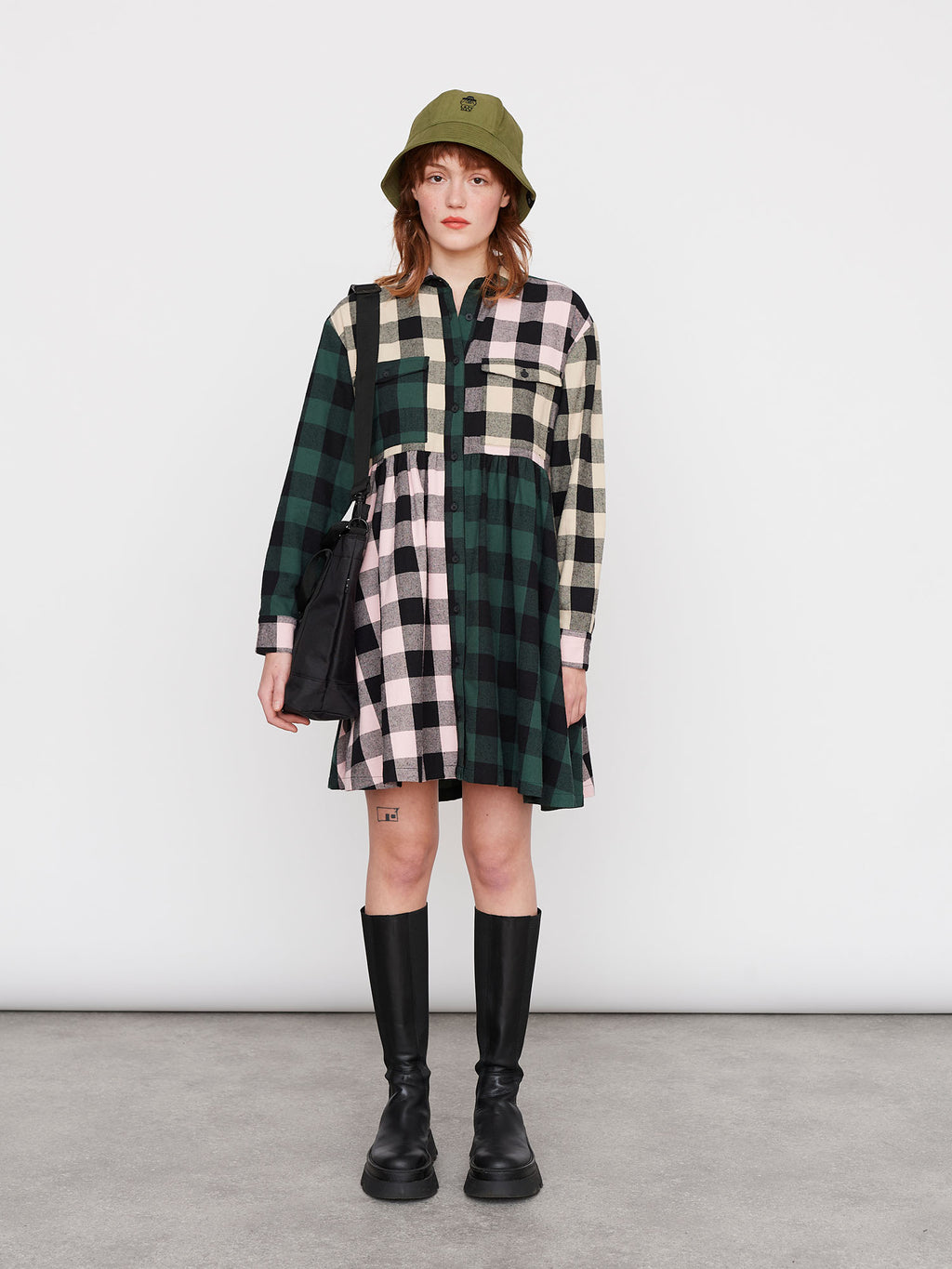 Lazy Oaf Mixed Check Shirt Dress