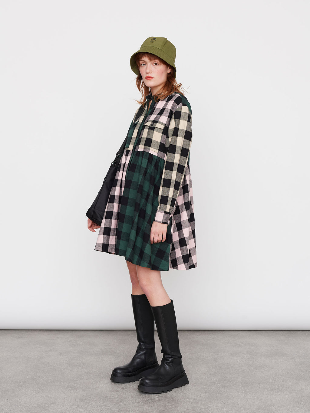 Lazy Oaf Mixed Check Shirt Dress