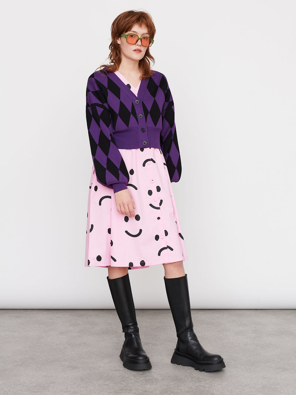 Lazy Oaf Purple Harlequin Cardigan