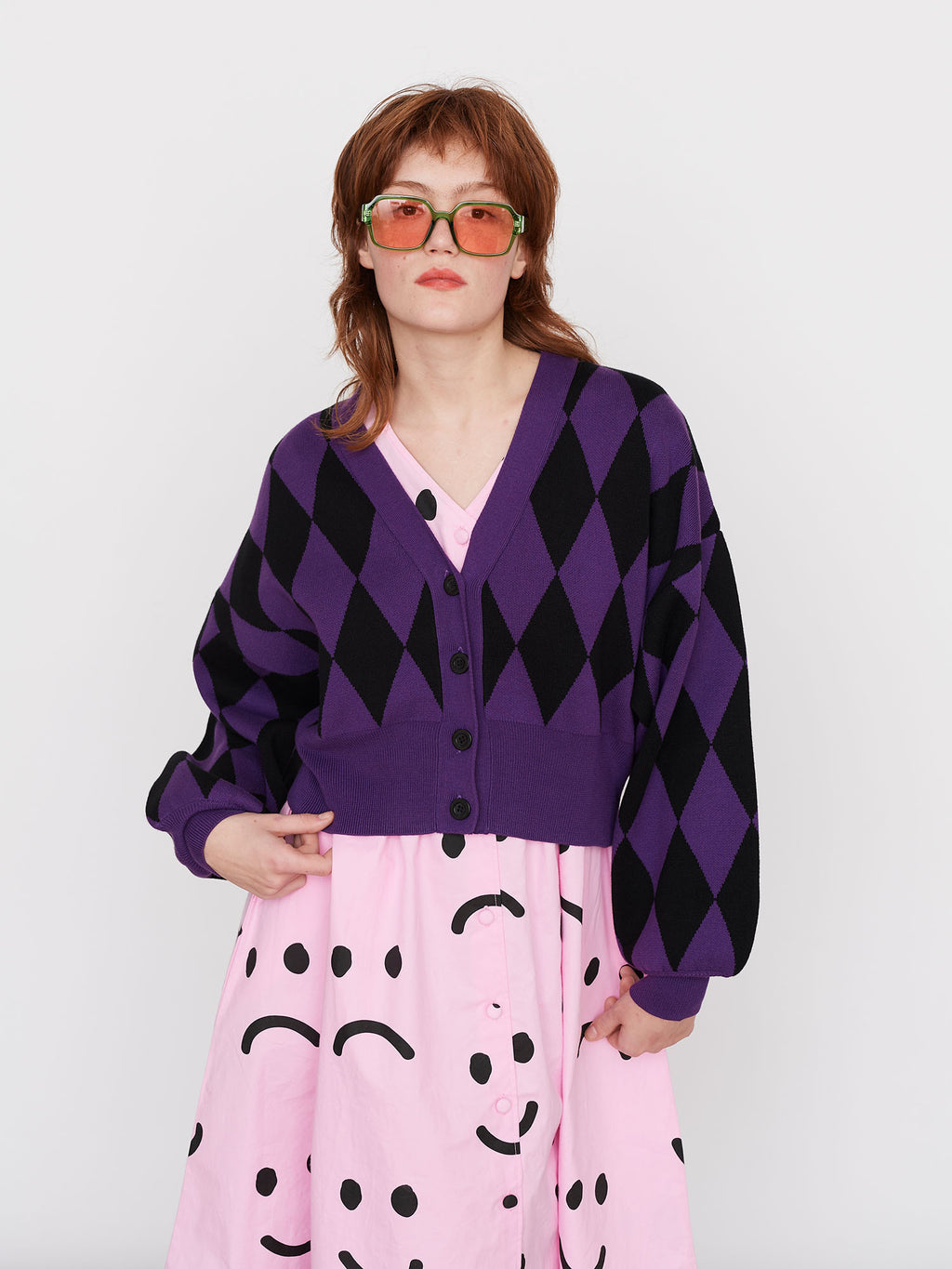 Lazy Oaf Purple Harlequin Cardigan