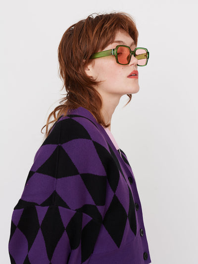 Lazy Oaf Purple Harlequin Cardigan