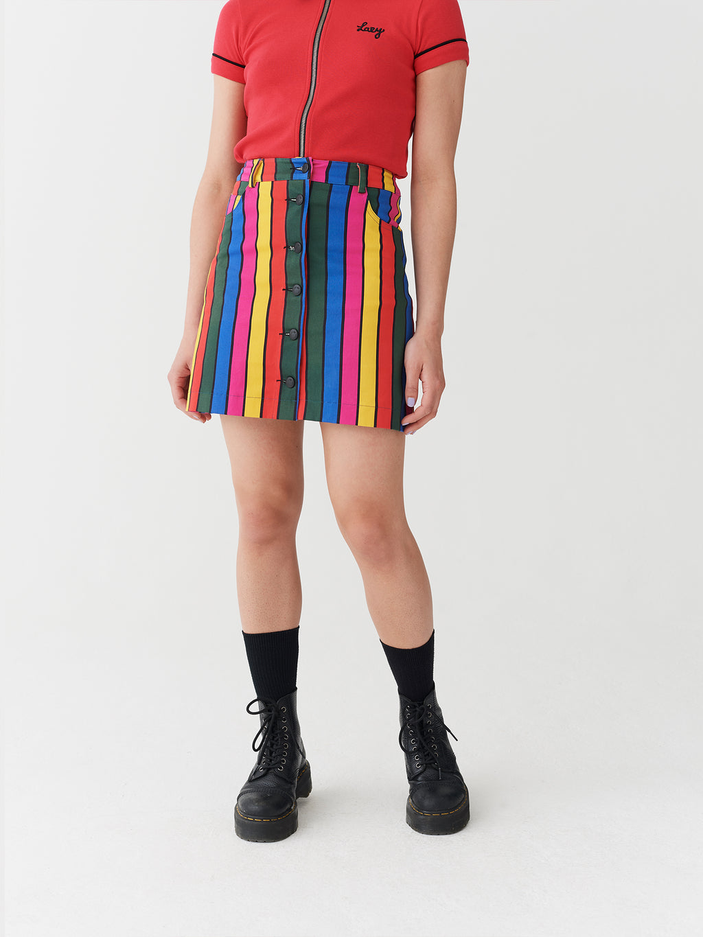 Lazy Oaf Stripy Button Skirt