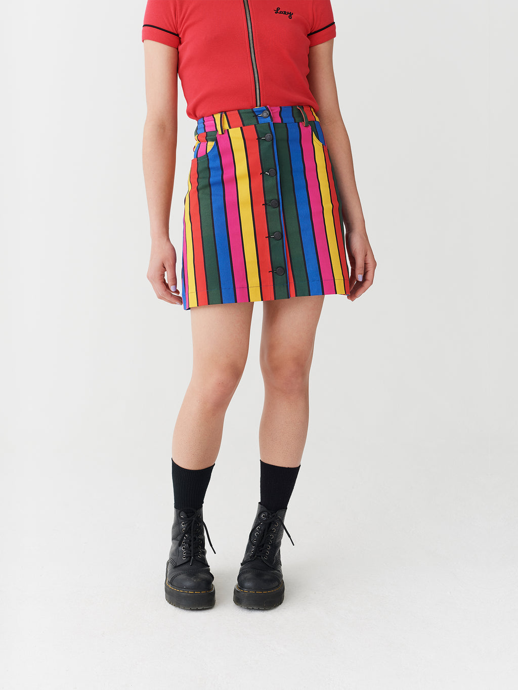 Lazy Oaf Stripy Button Skirt