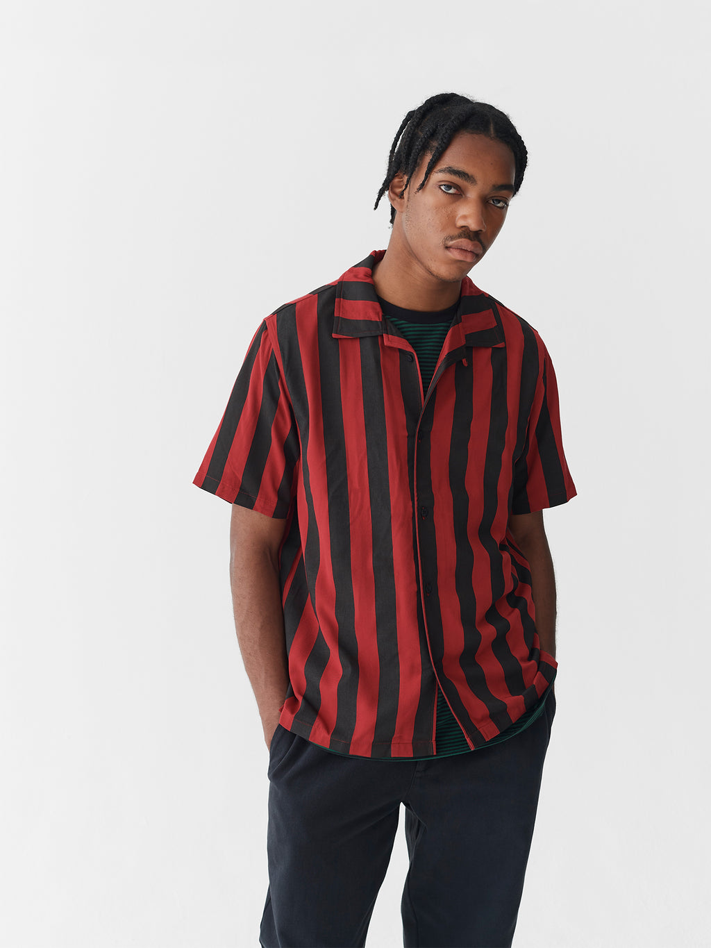 Lazy Oaf Vertical Stripe Bowling Shirt