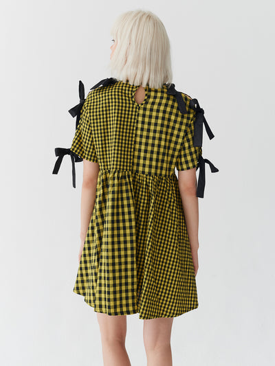 Lazy Oaf Yellow Tie Sleeve Smock Dress